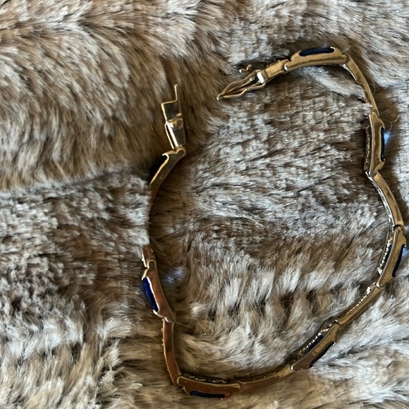 Genuine 925 Sterling Silver and Blue Stone Tennis Bracelet - Picture 4 of 7